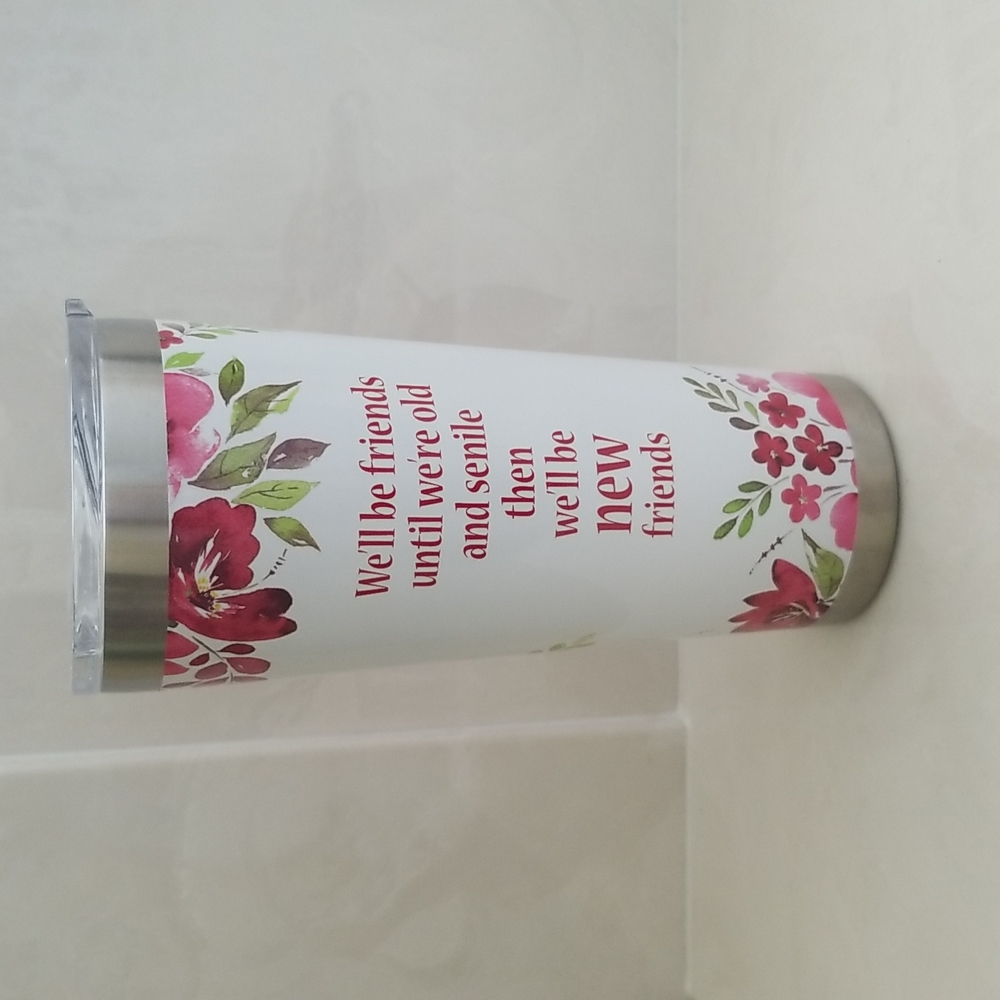 NWT Floral w/ text tumbler